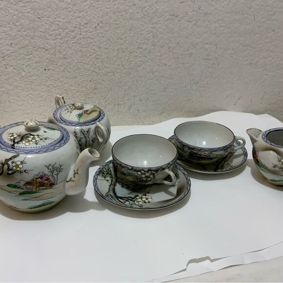 Vintage, Hand Painted Japanese Tea Set Antique - Picture 3 of 16